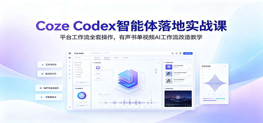 Coze Codex智能体落地实战课：平台工作流全套操作，有声书单视频AI工作流改造教学网创吧-网创项目资源站-副业项目-创业项目-搞钱项目网创吧