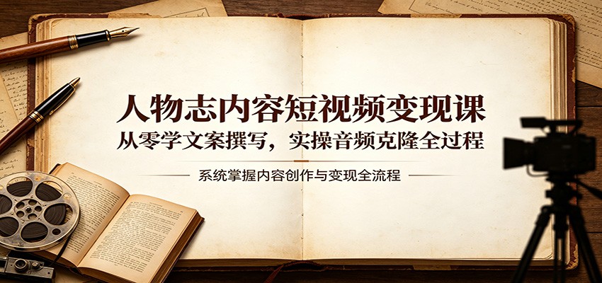 人物志内容短视频变现课:从零学文案撰写,实操音频克隆全过程网创吧-网创项目资源站-副业项目-创业项目-搞钱项目网创吧