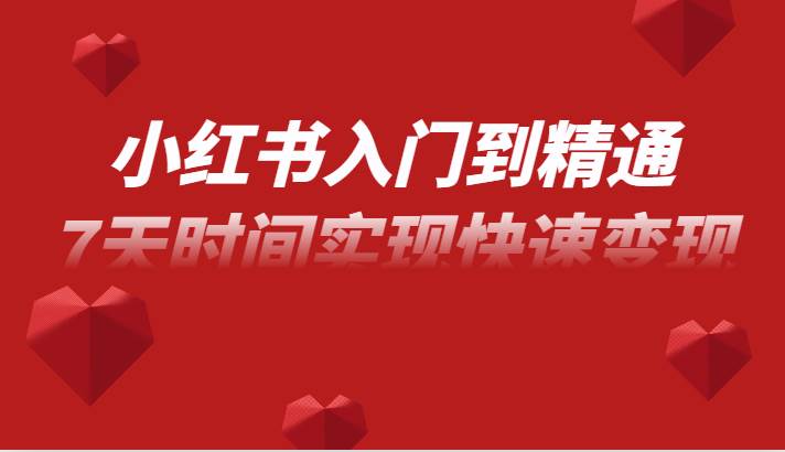 小红书入门到精通课，无货源电商实操运营，7天时间实现快速变现网创吧-网创项目资源站-副业项目-创业项目-搞钱项目网创吧