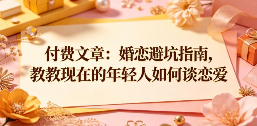 付费文章：婚恋避坑指南，教教现在的年轻人如何谈恋爱网创吧-网创项目资源站-副业项目-创业项目-搞钱项目网创吧