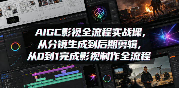 AIGC影视全流程实战课,从分镜生成到后期剪辑,从0到1完成影视制作全流程网创吧-网创项目资源站-副业项目-创业项目-搞钱项目网创吧