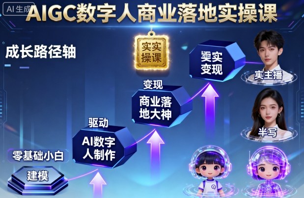 AIGC数字人商业落地实操课,从零基础小白到AI数字人大神网创吧-网创项目资源站-副业项目-创业项目-搞钱项目网创吧
