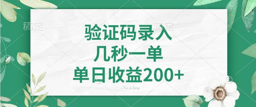 (14221期)验证码录入,几秒一单,单日收益200+网创吧-网创项目资源站-副业项目-创业项目-搞钱项目网创吧