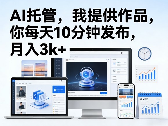 公众号AI托管,我提供作品,你每天10分钟发布,月入3k+【揭秘】网创吧-网创项目资源站-副业项目-创业项目-搞钱项目网创吧
