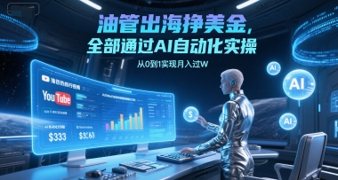 油管出海挣美金,全部通过AI自动化实操,从0到1实现月入过W网创吧-网创项目资源站-副业项目-创业项目-搞钱项目网创吧