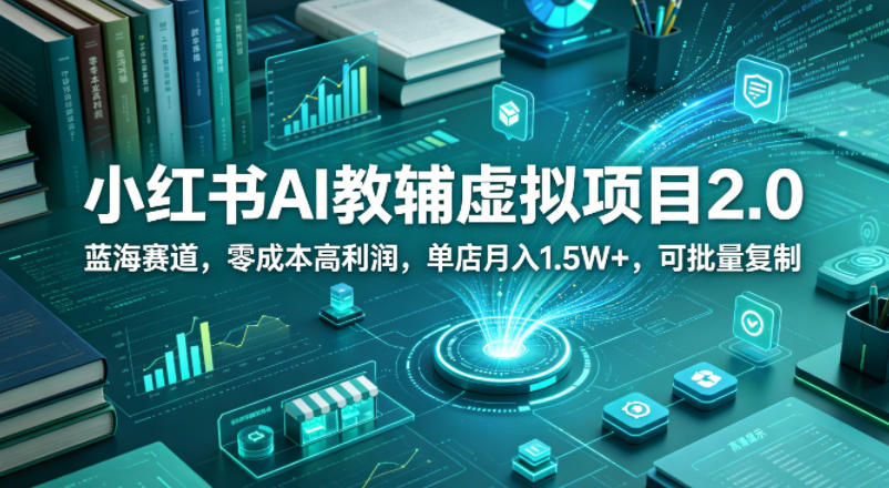 小红书AI教辅虚拟项目2.0,蓝海赛道,零成本高利润,单店月入1.5W+,可批量复制网创吧-网创项目资源站-副业项目-创业项目-搞钱项目网创吧