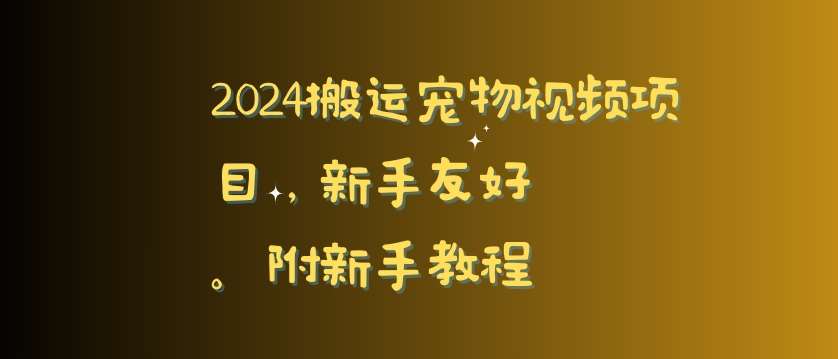 2024搬运宠物视频项目,新手友好,完美去重,附新手教程【揭秘】网创吧-网创项目资源站-副业项目-创业项目-搞钱项目网创吧