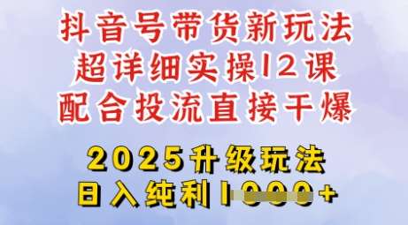 2025全新升级抖音带货玩法，一天纯利四位数，从剪辑到选品再到发布投流，超详细玩法揭秘网创吧-网创项目资源站-副业项目-创业项目-搞钱项目网创吧