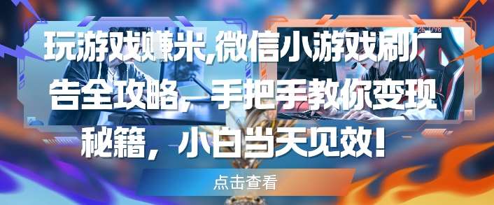 玩游戏挣米,微信小游戏刷广告全攻略,手把手教你变现秘籍,小白当天见效网创吧-网创项目资源站-副业项目-创业项目-搞钱项目网创吧