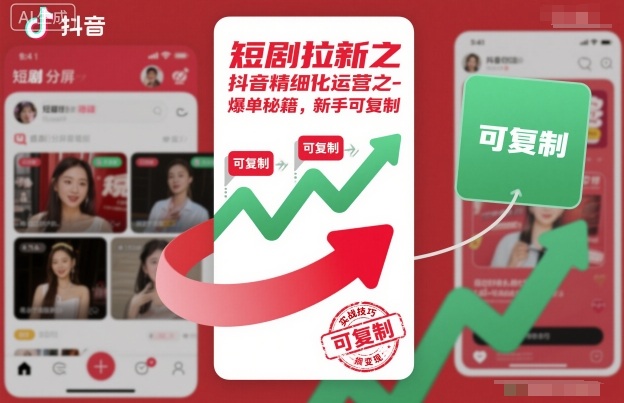 短剧拉新之抖音精细化运营之爆单秘籍，新手可复制网创吧-网创项目资源站-副业项目-创业项目-搞钱项目网创吧
