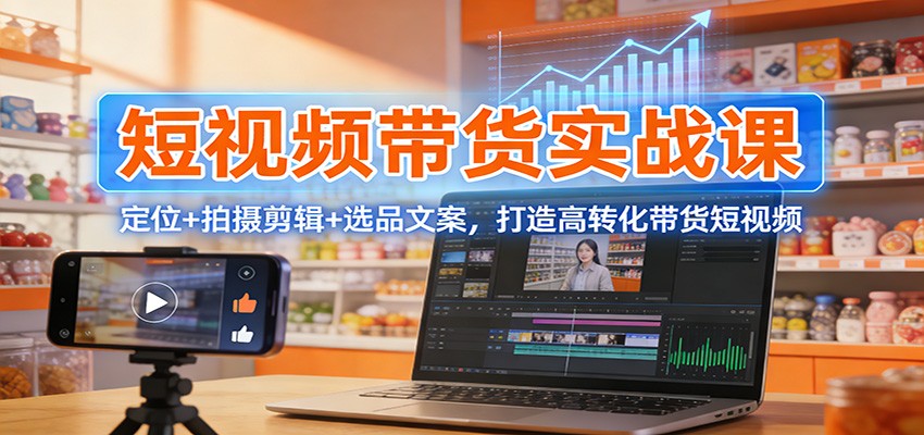 短视频带货实战课:定位+拍摄剪辑+选品文案,打造高转化带货短视频网创吧-网创项目资源站-副业项目-创业项目-搞钱项目网创吧