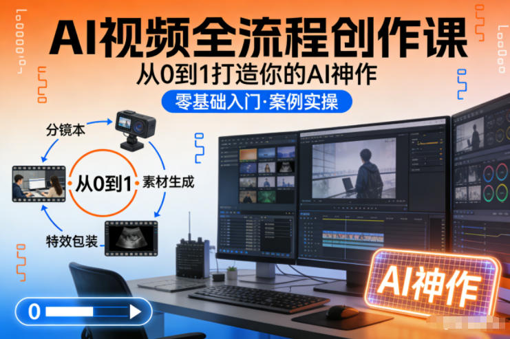 AI视频全流程创作课，从0到1打造你的AI神作网创吧-网创项目资源站-副业项目-创业项目-搞钱项目网创吧