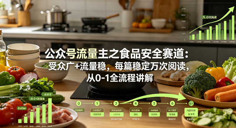 公众号流量主之食品安全赛道,受众广+流量稳,每篇作品稳定万次阅读,从0-1全流程讲解网创吧-网创项目资源站-副业项目-创业项目-搞钱项目网创吧