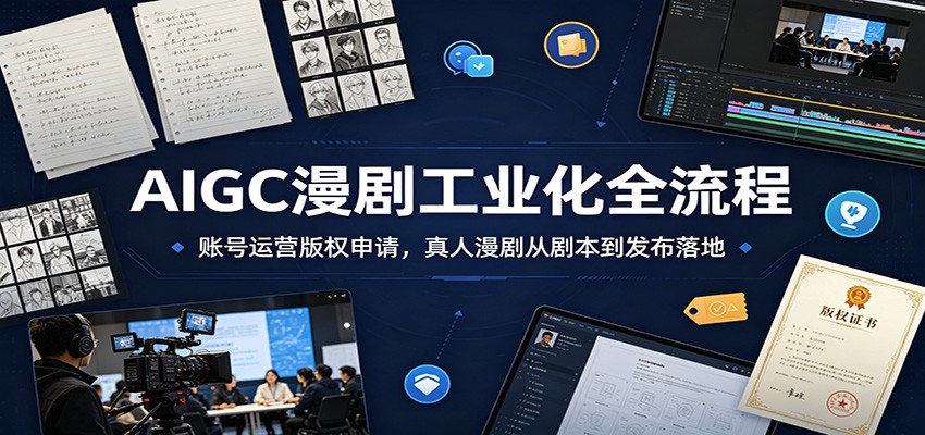 AIGC漫剧工业化全流程：账号运营版权申请，真人漫剧从剧本到发布落地网创吧-网创项目资源站-副业项目-创业项目-搞钱项目网创吧