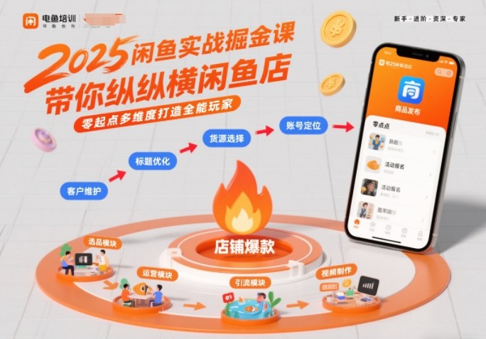 2025闲鱼实战掘金课，带你纵横闲鱼店，零起点多维度打造全能玩家网创吧-网创项目资源站-副业项目-创业项目-搞钱项目网创吧