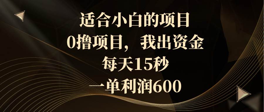 (8571期)适合小白的项目,0撸项目,我出资金,每天15秒,一单利润600网创吧-网创项目资源站-副业项目-创业项目-搞钱项目网创吧