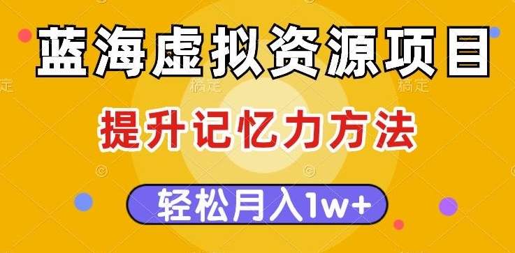 蓝海虚拟资源项目,提升记忆力方法,多种变现方式,轻松月入1w+【揭秘】网创吧-网创项目资源站-副业项目-创业项目-搞钱项目网创吧