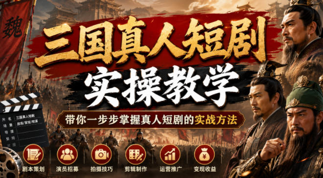 三国真人短剧实操教学,带你一步步掌握真人短剧的实战方法网创吧-网创项目资源站-副业项目-创业项目-搞钱项目网创吧