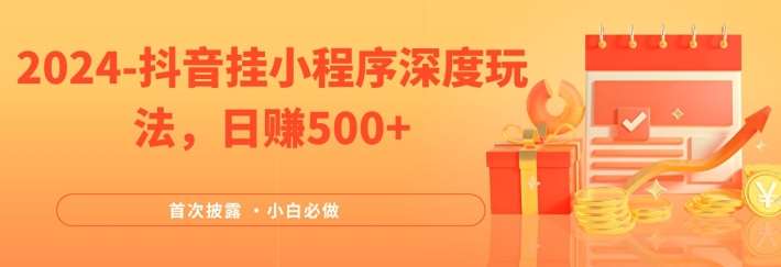 2024全网首次披露,抖音挂小程序深度玩法,日赚500+,简单、稳定,带渠道收入,小白必做【揭秘】网创吧-网创项目资源站-副业项目-创业项目-搞钱项目网创吧