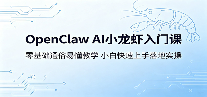 OpenClaw AI小龙虾入门课：零基础通俗易懂教学，小白快速上手落地实操网创吧-网创项目资源站-副业项目-创业项目-搞钱项目网创吧