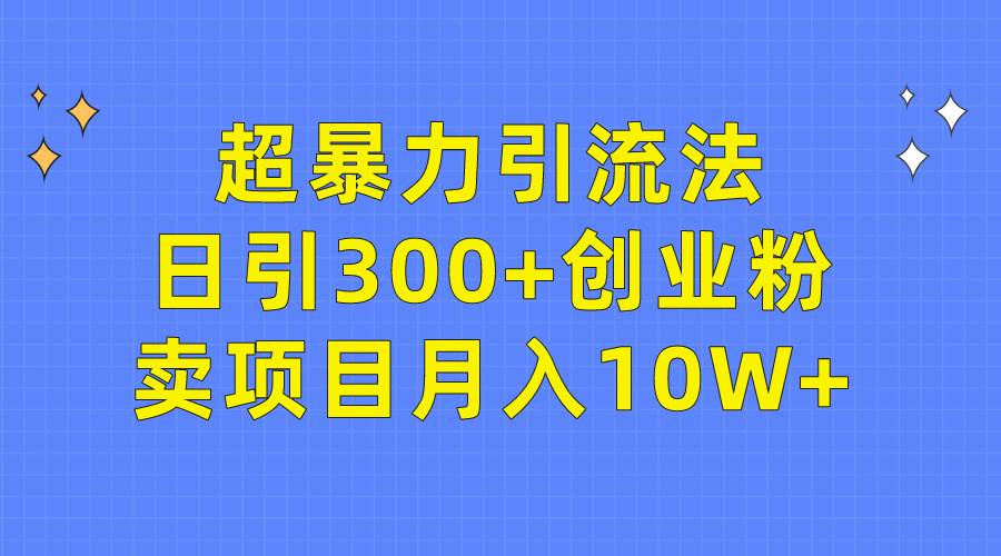 (9954期)超暴力引流法,日引300+创业粉,卖项目月入10W+网创吧-网创项目资源站-副业项目-创业项目-搞钱项目网创吧