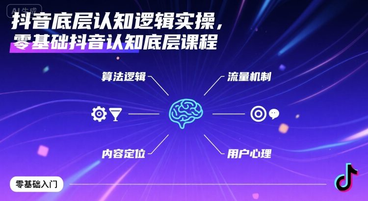 抖音底层认知逻辑实操,零基础抖音认知底层课程网创吧-网创项目资源站-副业项目-创业项目-搞钱项目网创吧