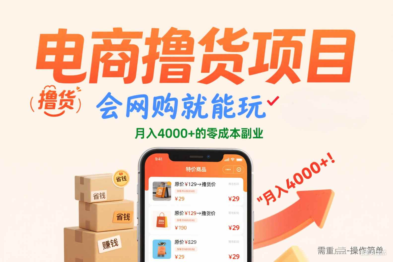 电商撸货项目,会网购就能玩,月入4000+的零成本副业网创吧-网创项目资源站-副业项目-创业项目-搞钱项目网创吧