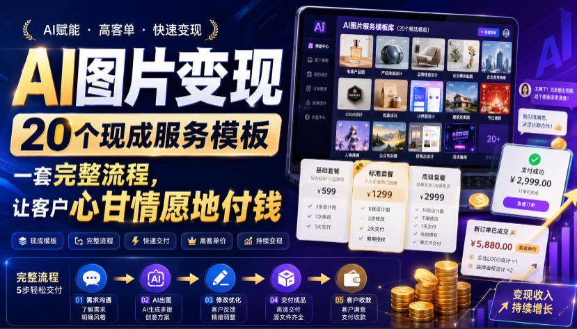 AI图片变现,20个现成服务模板,一套完整流程,让客户心甘情愿地付钱【原创双语字幕】网创吧-网创项目资源站-副业项目-创业项目-搞钱项目网创吧