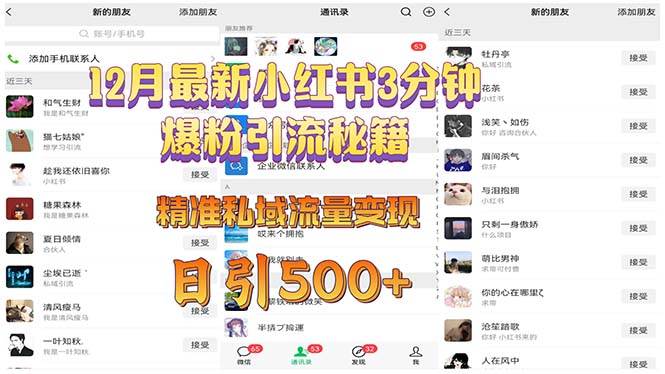 (13653期)12月最新小红书3分钟爆粉引流秘籍 精准私域流量变现 日引500+网创吧-网创项目资源站-副业项目-创业项目-搞钱项目网创吧