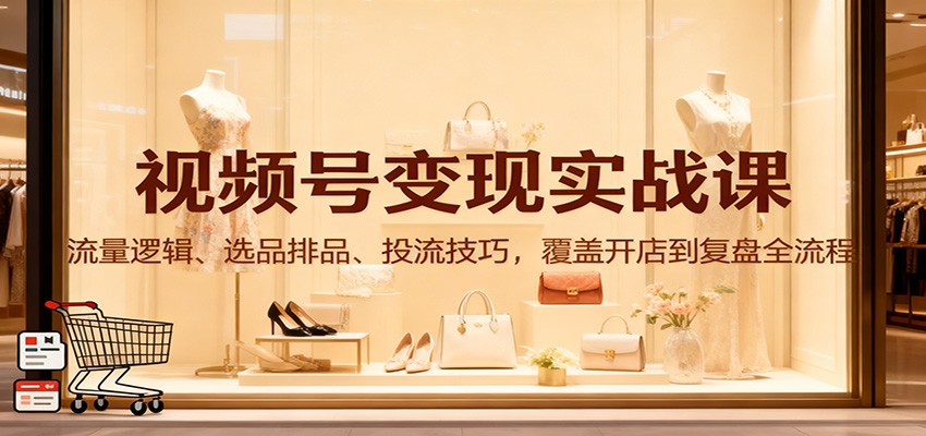 视频号变现实战课：流量逻辑、选品排品、投流技巧，覆盖开店到复盘全流程网创吧-网创项目资源站-副业项目-创业项目-搞钱项目网创吧