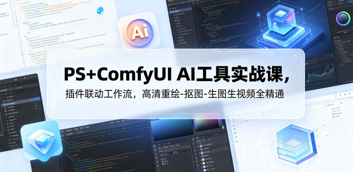 PS+ComfyUI AI工具实战课,插件联动工作流,高清重绘-抠图-生图生视频全精通网创吧-网创项目资源站-副业项目-创业项目-搞钱项目网创吧