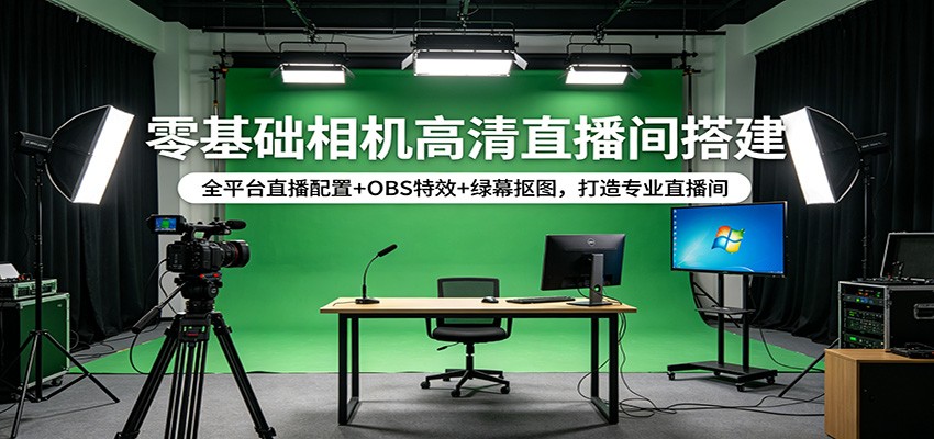 零基础相机高清直播间搭建：全平台直播配置+OBS特效+绿幕抠图，打造专业直播间网创吧-网创项目资源站-副业项目-创业项目-搞钱项目网创吧