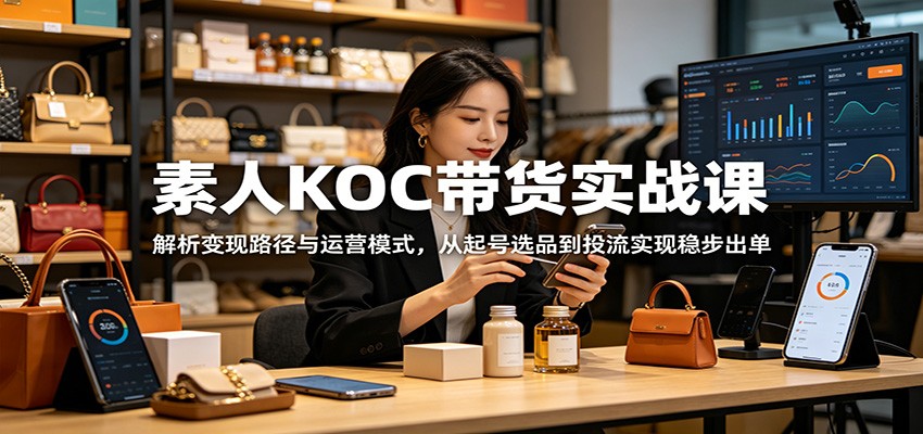 素人KOC带货实战课：解析变现路径与运营模式，从起号选品到投流实现稳步出单网创吧-网创项目资源站-副业项目-创业项目-搞钱项目网创吧