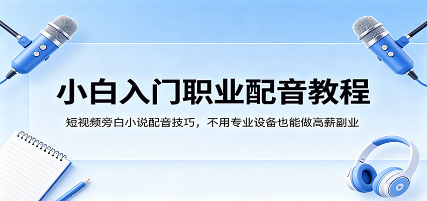 小白入门职业配音教程，短视频旁白小说配音技巧，不用专业设备也能做高薪副业网创吧-网创项目资源站-副业项目-创业项目-搞钱项目网创吧