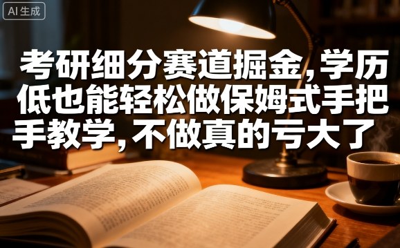 考研细分赛道掘金,日入1k+,学历低也能轻松做保姆式手把手教学,不做真的亏大了【揭秘】网创吧-网创项目资源站-副业项目-创业项目-搞钱项目网创吧