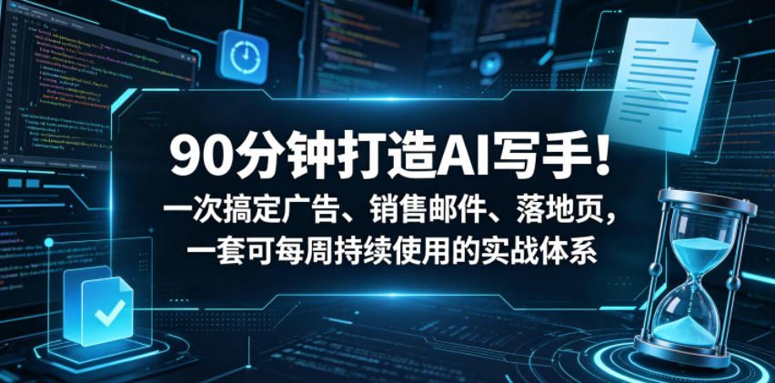 90分钟打造AI写手!一次搞定广告、销售邮件、落地页,一套可每周持续使用的实战体系【原创双语字幕】网创吧-网创项目资源站-副业项目-创业项目-搞钱项目网创吧