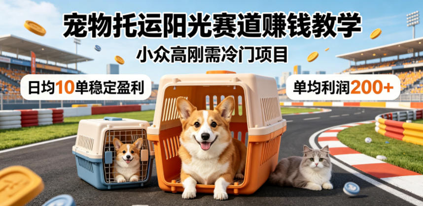 宠物托运阳光赛道賺钱教学，小众高刚需冷门项目，日均10单稳定盈利，单均利润200+网创吧-网创项目资源站-副业项目-创业项目-搞钱项目网创吧