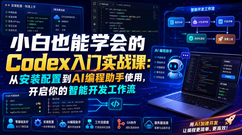 小白也能学会的Codex入门实战课:从安装配置到AI编程助手使用,开启你的智能开发工作流网创吧-网创项目资源站-副业项目-创业项目-搞钱项目网创吧