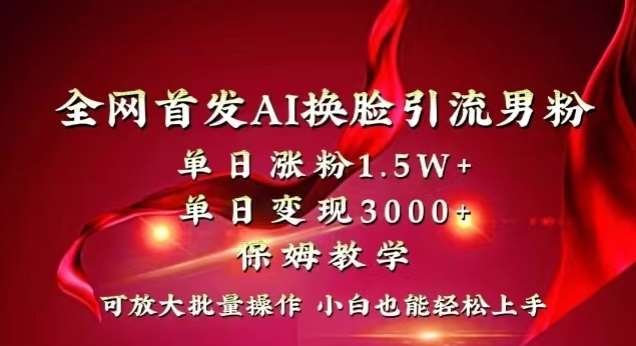 全网首发Ai换脸引流男粉,单日涨粉1.5w+,单日变现3000+,小白也能轻松上手拿结果【揭秘】网创吧-网创项目资源站-副业项目-创业项目-搞钱项目网创吧
