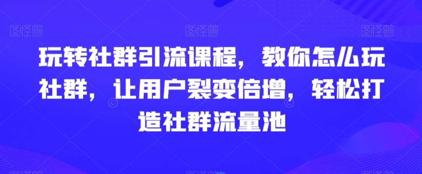 玩转社群引流课程,教你怎么玩社群,让用户裂变倍增,轻松打造社群流量池网创吧-网创项目资源站-副业项目-创业项目-搞钱项目网创吧