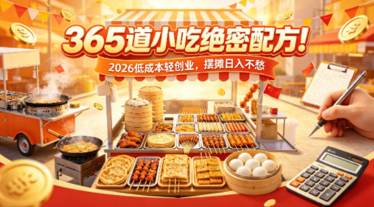 365道小吃绝密配方!2026低成本轻创业,摆摊日入不愁网创吧-网创项目资源站-副业项目-创业项目-搞钱项目网创吧