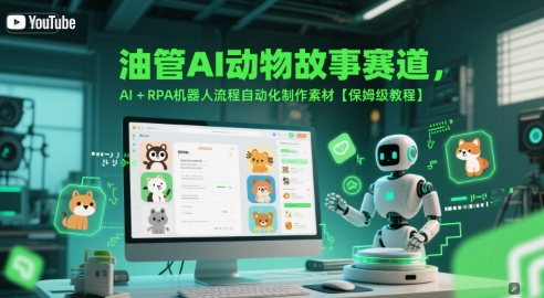 油管AI动物故事赛道,AI+RPA机器人流程自动化制作素材【保姆级教程】网创吧-网创项目资源站-副业项目-创业项目-搞钱项目网创吧