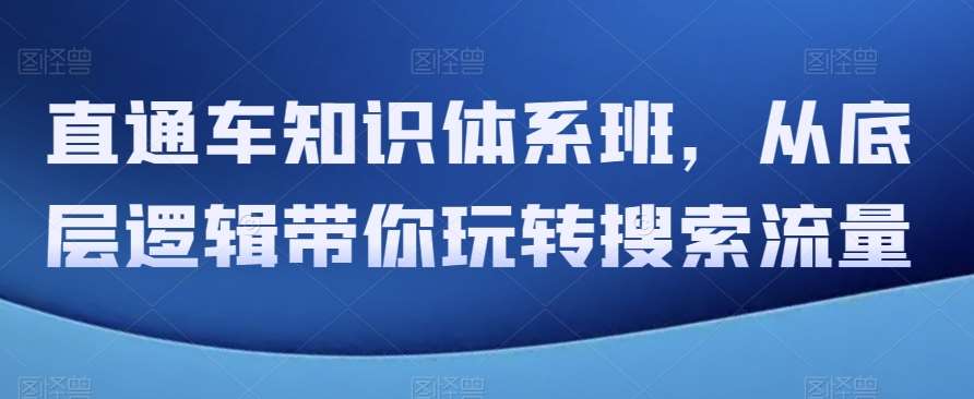 直通车知识体系班,从底层逻辑带你玩转搜索流量网创吧-网创项目资源站-副业项目-创业项目-搞钱项目网创吧