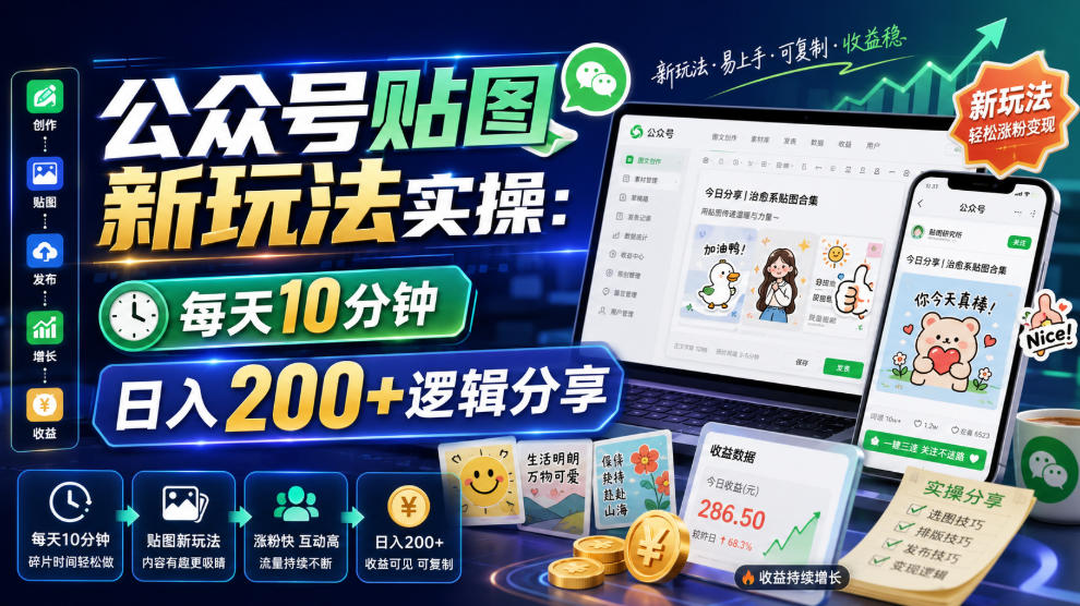 公众号贴图新玩法实操,每天10分钟,日入200+逻辑分享网创吧-网创项目资源站-副业项目-创业项目-搞钱项目网创吧