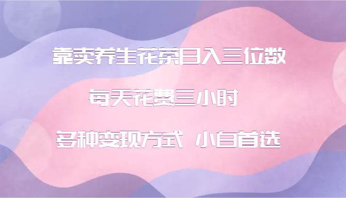 靠卖养生花茶日入三位数,每天花费三小时 多种变现方式 小白首选网创吧-网创项目资源站-副业项目-创业项目-搞钱项目网创吧