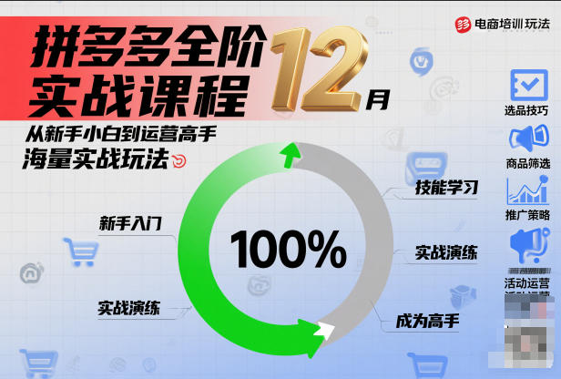 拼多多全阶实战课程12月,从新手小白到运营高手,海量实战玩法网创吧-网创项目资源站-副业项目-创业项目-搞钱项目网创吧