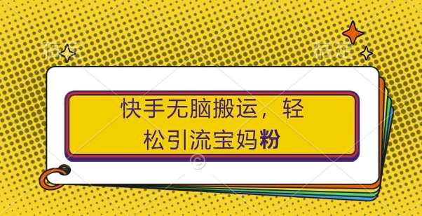 快手无脑搬运,轻松引流宝妈粉,纯小白轻松上手【揭秘】网创吧-网创项目资源站-副业项目-创业项目-搞钱项目网创吧