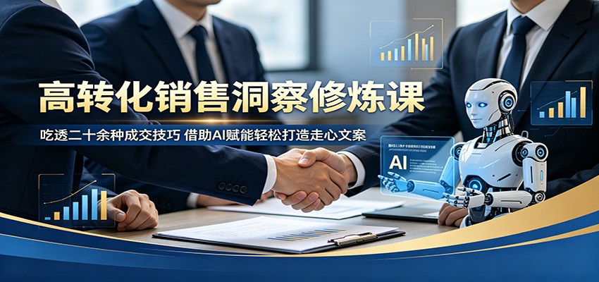 高转化销售洞察修炼课：吃透二十余种成交技巧，借助AI赋能轻松打造走心文案网创吧-网创项目资源站-副业项目-创业项目-搞钱项目网创吧