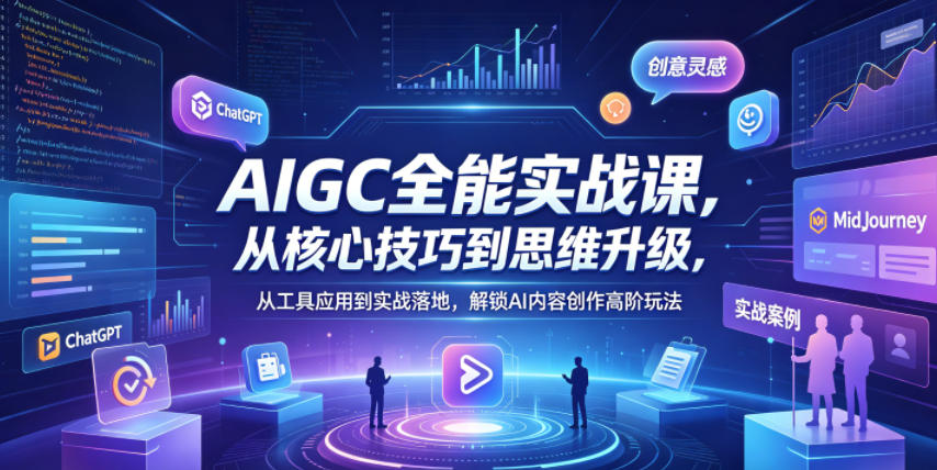 AIGC全能实战课,从核心技巧到思维升级,从工具应用到实战落地,解锁AI内容创作高阶玩法网创吧-网创项目资源站-副业项目-创业项目-搞钱项目网创吧