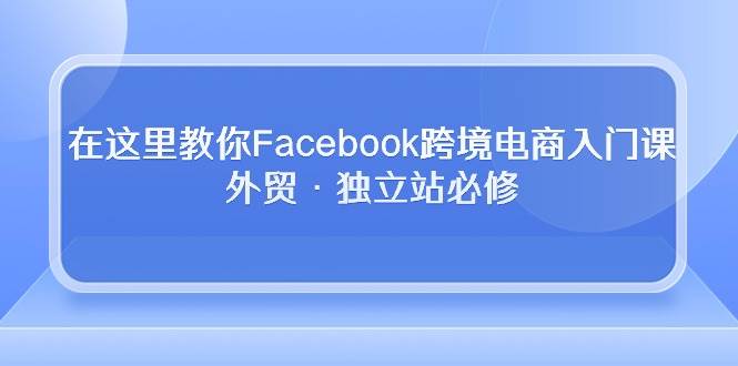 (10259期)在这里教你Facebook跨境电商入门课,外贸·独立站必修网创吧-网创项目资源站-副业项目-创业项目-搞钱项目网创吧